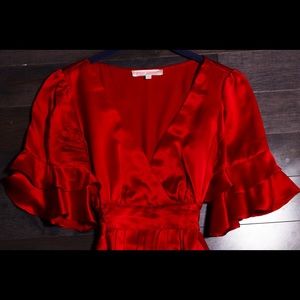 Betsey Johnson Red Silk Dress Size 2 Small X-Small